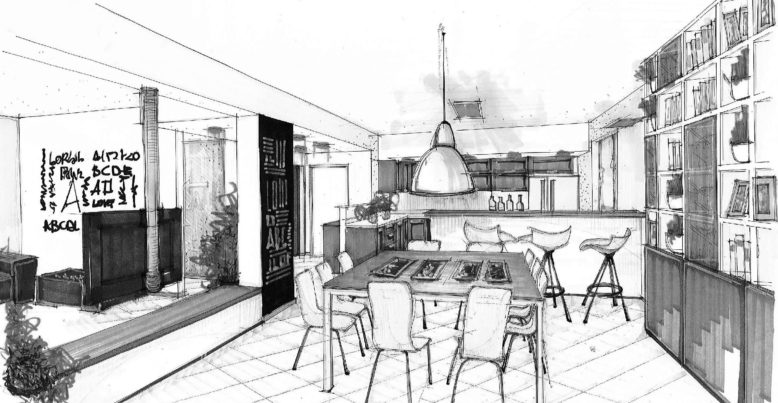 cucina e soggiorno open space